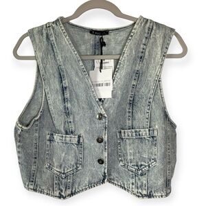 VERY J nwt light blue wash vest jacket s